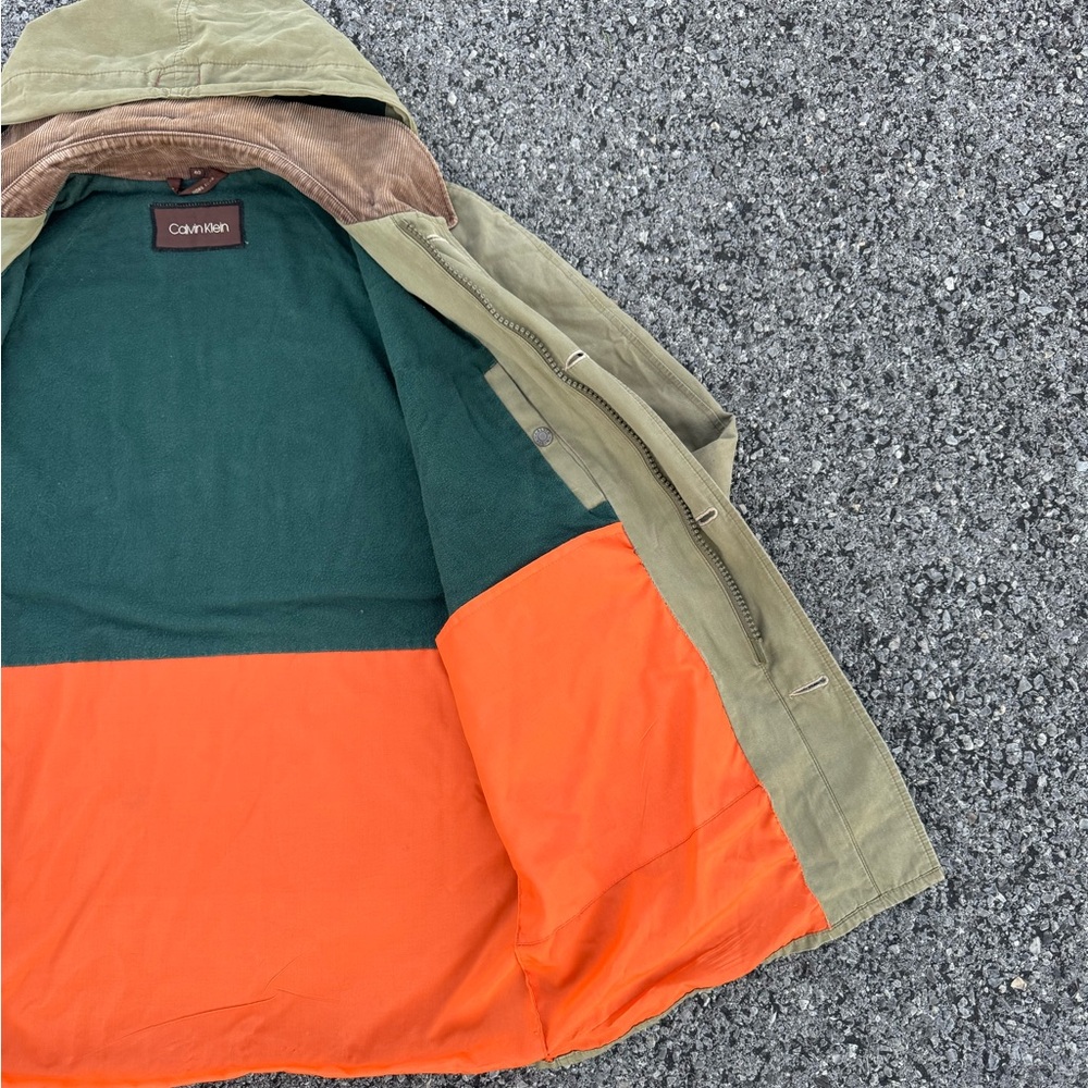 Vintage Calvin Klein Hunting Field Jacket Corduroy Collar Hooded Mens Size 40 XL - Picture 12 of 16